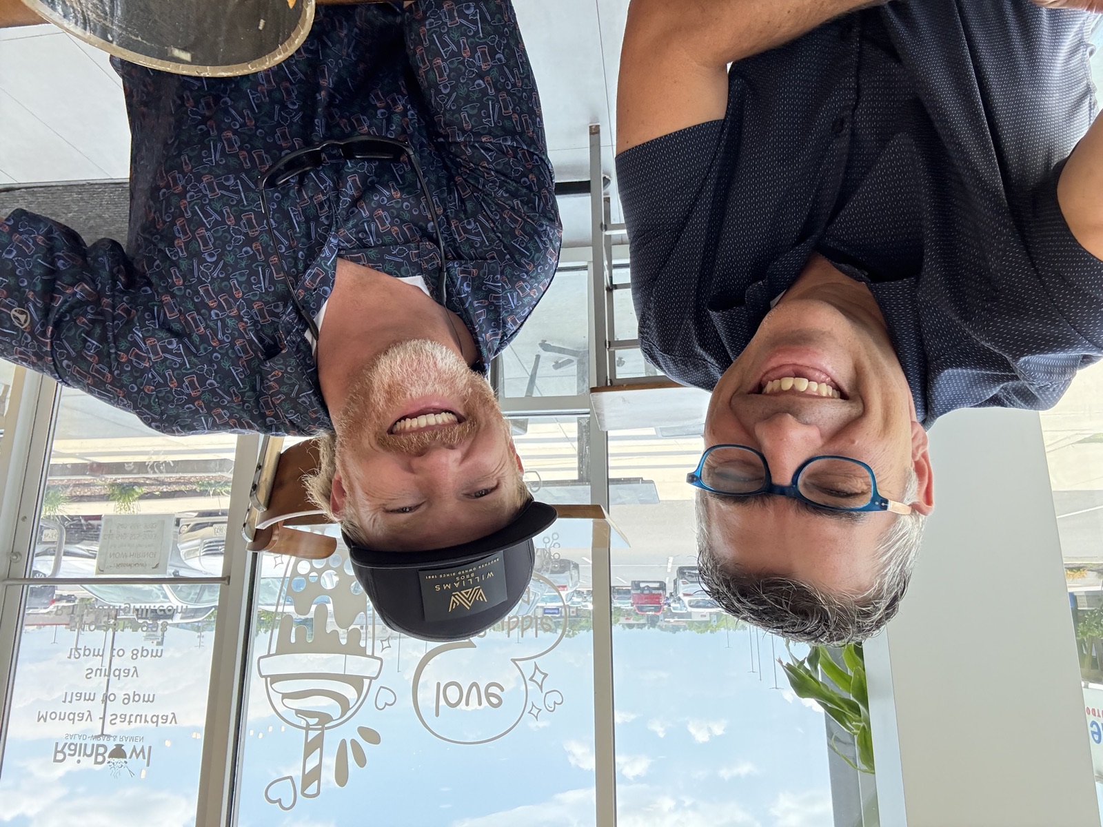 Buddy with a client over coffee